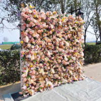 Mur de fleurs artificielles pour mariage, 8 pieds x 8 pieds, toile enroulable avec roses pour décoration de remise de diplôme