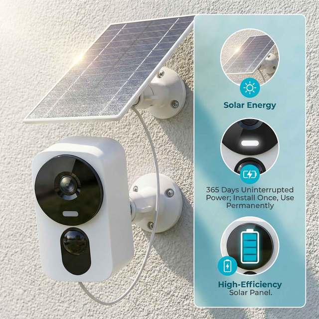 Wireless Outdoor Solar Dome Camera WiFi 1080P Full Color Night Vision Battery Security CCTV with PIR Motion Alarm Solar Panel