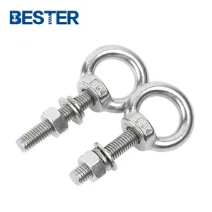 Hardware Din580 Full Threaded 316 304 Stainless Steel forged shoulder type heavy duty Lifting Eye Bolt and nut washer
