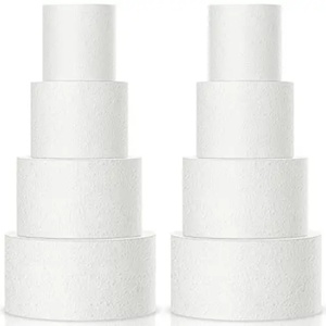 Factory 4-Tier Cake Foam <b>Dummies</b> for Wedding Supplies, Baby Shower, Birthday, 3-6 Inch White Foam Rounds - Product Image 2