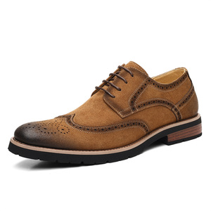 รองเท้าหนังกลับสีน้ำตาลสำหรับผู้ชาย แบบ Brogue หัวปีกนก ผูกเชือก สไตล์อ็อกซ์ฟอร์ด เหมาะสำหรับงานทางการ ธุรกิจ ลำลอง งานแต่งงาน และใส่ทำงานในออฟฟิศ - Product Image 5