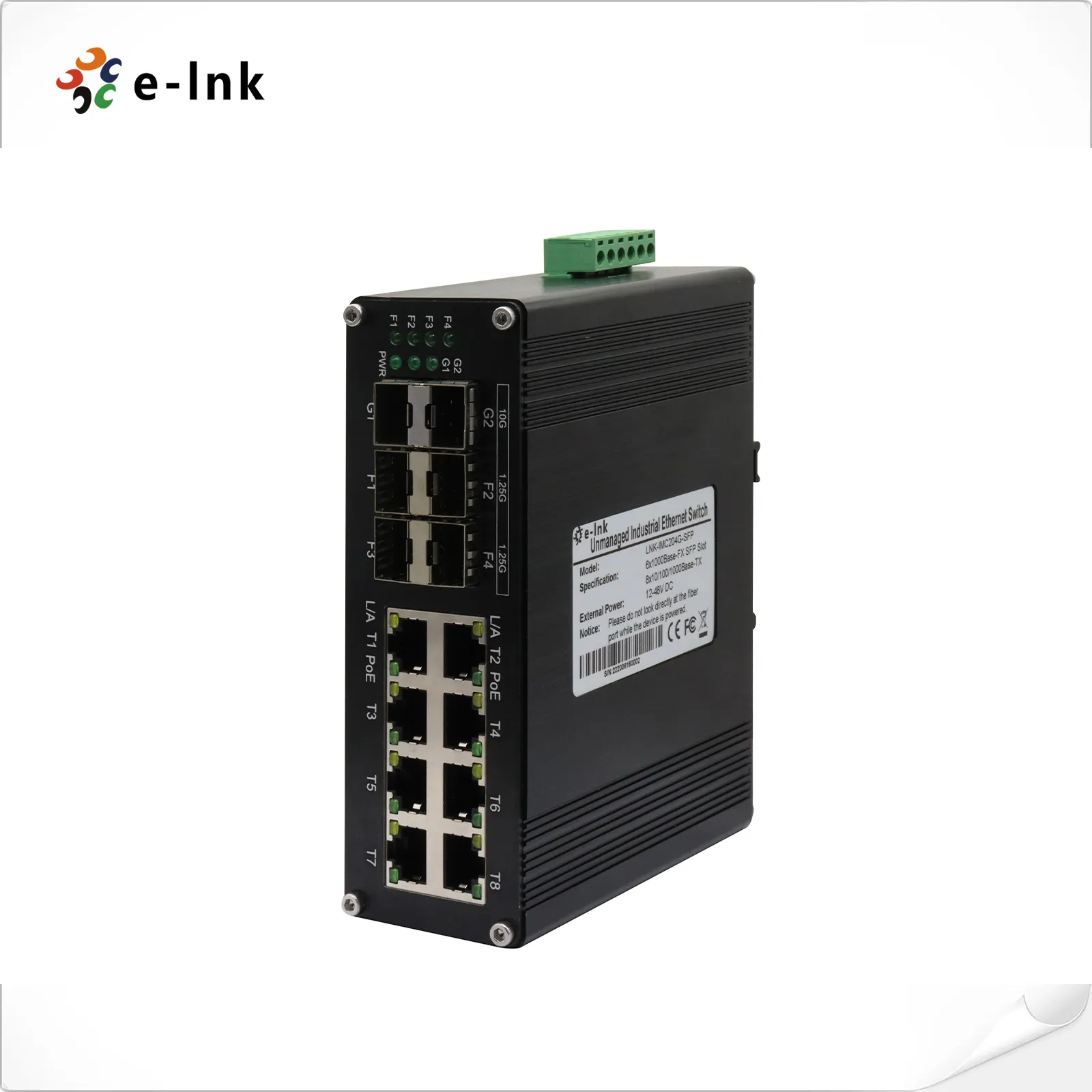 Commutateur Ethernet de réseau à Fiber optique industrielle 8x10 100 1000M RJ45 + 4x1.25G SFP + 2x10G SFP + Ports