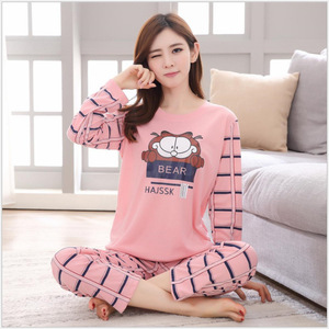 Conjunto de <span class=keywords><strong>Pijama</strong></span> de Poliéster Transpirable de Manga Larga para <span class=keywords><strong>Mujer</strong></span>, Pantalones de Talla Grande con Estampado de Dibujos Animados, Ropa de Dormir para Otoño e <span class=keywords><strong>Invierno</strong></span> - Product Image 4