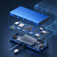 Adaptor Hub Multiport Docking Station USB C, Layar Display, Pengisian Cepat PD, Pembaca Kartu untuk Laptop, Smartphone, Kantor, dan Perjalanan