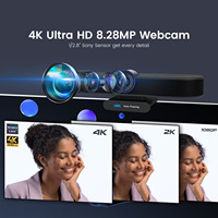 Yapay Zeka Otomatik Çerçeveleme Özellikli, Konuşmacı Takibi, USB Tak ve Çalıştır 4K Web Kamerası, EPTZ Bar Kamera, IR Uzaktan Kumandalı