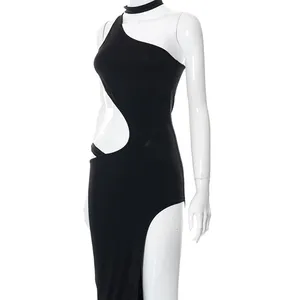 Sommerkleid Herbst Neck holder Cut Slim Fit Mini kleid ärmelloses Crossover sexy enges Kleid