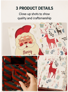 Wholesale Christmas Advent Calendar <b>Box</b> Book Shape Rigid Cardboard <b>Empty</b> Mystery Blind <b>Box</b> with Reindeer <b>for</b> Surprise <b>Gift</b> - Product Image 5
