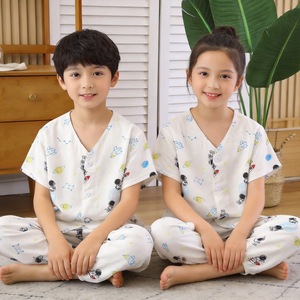 Ropa de Dormir de Verano para Niños - Conjunto de Manga Corta Clase A para Niños y Niñas, Cuello en V, Ligero, Ropa para el Hogar, Pijamas - Product Image 1