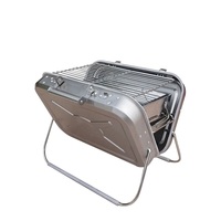 Grille de Table de Camping en plein air Portable pliable conception de valise en acier inoxydable grilles de Barbecue au charbon de bois