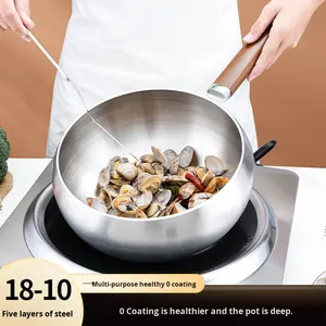 <span class=keywords><strong>Casserole</strong></span> en acier inoxydable 316 avec couvercle en verre, wok antiadhésif compatible <span class=keywords><strong>induction</strong></span> et gaz, poêle à frire - Product Image 1