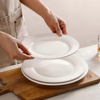 Platos de Porcelana Blanca Pura al por Mayor, 7/8/10 Pulgadas, Aptos para Lavavajillas y Microondas, Apilables, para Restaurantes y Hoteles