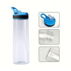 Bouteilles d'eau en plastique transparentes de 750 ml avec logo personnalisé, couvercle anti-fuite à paille rabattable, résistantes aux chocs, pour le sport et l'extérieur – Vente en gros - Product Image 4