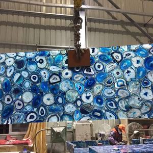 Agate bleue <span class=keywords><strong>lumineuse</strong></span> 2024, plan de travail en agate naturelle, pierre semi-précieuse pour mur, plafond, sol, escalier, table, coiffeuse - Product Image 6