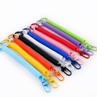 Porte-clés en spirale rétractable multicolore de mode en gros, anti-vol, anti-perte, extensible, en plastique de haute qualité