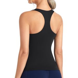 เสื้อชั้นในกีฬาโยคะแบบยาวสำหรับผู้หญิง ทรง Racerback กระชับรูปร่าง ไม่มีแขน บราในตัวเสริมฟองน้ำ เหมาะสำหรับออกกำลังกาย - Product Image 1
