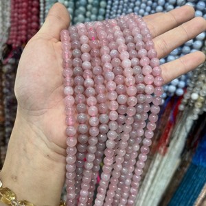 Perles rondes lisses en quartz rose de <span class=keywords><strong>Madagascar</strong></span> violet, taille 6, 8, 10 mm, perles de pierres énergétiques pour bracelet et collier - Product Image 2