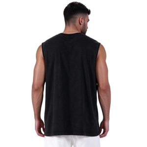 Débardeur de sport en coton tricoté respirant de haute qualité avec broderie 3D, effet délavé vintage, grande taille, pour homme - Product Image 3