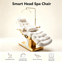 Table de massage électrique au design moderne et créatif, en cuir synthétique capitonné, avec base dorée et 4 moteurs, pour salon de beauté et esthétique