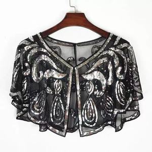 Bolero de Encaje Estampado con Lentejuelas para Mujer, Talla Única, Sexy, para Bodas, Fiestas de Verano, Accesorio de Vestir, Hecho de Poliéster - Product Image 3