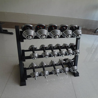 Support de rangement multifonctionnel pour haltères hexagonaux 134x56x87cm, 3 niveaux, en fer, pour haltères et poids libres