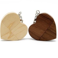Logotipo personalizado Caja de madera Forma de corazón 2,0 3,0 64GB 2GB 32GB 16GB 4GB 8GB Unidad de memoria flash Pendrive Pen Drive para regalo de boda