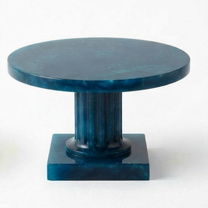 Blue <b>Marble</b> Look Stone Round <b>Cake</b> <b>Stand</b> Dessert Display Table Decorative Serving Tray Party Wedding Bakery Cafe Handmade Custom - Product Image 1