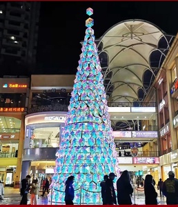 Özelleştirilmiş 20ft 30ft 40ft dev açık dekoratif su geçirmez noel yapay top ağacı LED ışıklı noel kulesi - Product Image 5