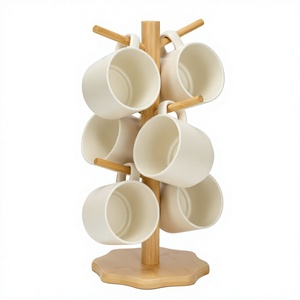 ที่วางแก้วกาแฟไม้ทำมือแบบชั้นเดียวอเนกประสงค์ สีน้ำตาล สำหรับห้องครัว - Product Image 3