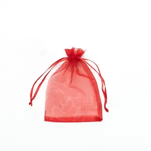 Custom Mesh Organza Bolsas Sacos De Doces Grande Rosa Preto Organza Gift Bag Drawstring Custom Organza Bag Atacado