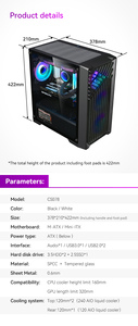 Boîtier <span class=keywords><strong>PC</strong></span> Gaming SNOWMAN avec Logo Personnalisé, Panneau en Maille, Verre Trempé, Tour Micro ATX pour Gamers - Product Image 6