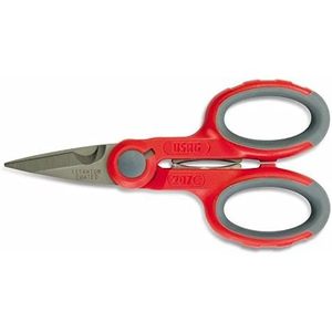 Ciseaux d'électricien Usag, lames en acier revêtu de titane, rouge, qualité industrielle, multi-usages, diamètre maximal de 12 mm - Product Image 3