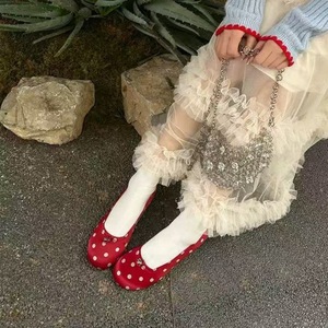 Ballerines compensées 3 cm pour femme, nouvelle collection Printemps-Automne 2026, élégantes et tendance, à bout rond, à pois, à enfiler - Product Image 3