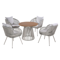 Ensemble de table et chaises rondes d'extérieur en rotin, mobilier de cuisine de restaurant moderne et luxueux à prix abordable, ensemble de salle à manger d'extérieur 4, 5 ou 8 places