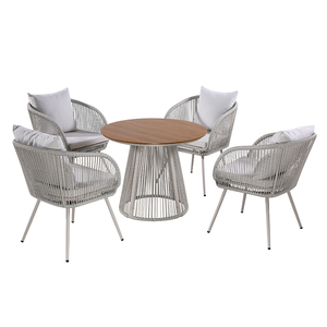 Ensemble de table et chaises rondes d'extérieur en rotin, <span class=keywords><strong>mobilier</strong></span> de cuisine de <span class=keywords><strong>restaurant</strong></span> moderne et luxueux à prix abordable, ensemble de salle à manger d'extérieur 4, 5 ou 8 places - Product Image 3