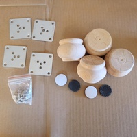 Ensemble de 4 pieds de meubles en bois massif de 2 pouces - Pieds ronds non peints avec plaques de montage