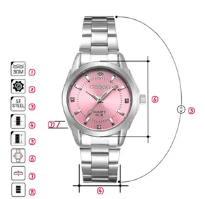 CHENXI 021B Orologio da Polso Analogico da <span class=keywords><strong>Donna</strong></span>, Movimento al Quarzo Originale, Cinturino in Acciaio Inossidabile, Design Semplice per Signore - Product Image 5