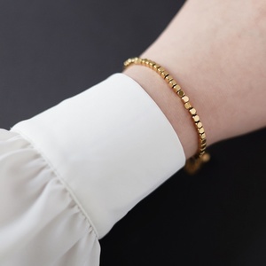 Wholesale Brushed square 18K Gold Plated Stainless Steel <b>Bead</b> <b>Bracelet</b> - Product Image 4
