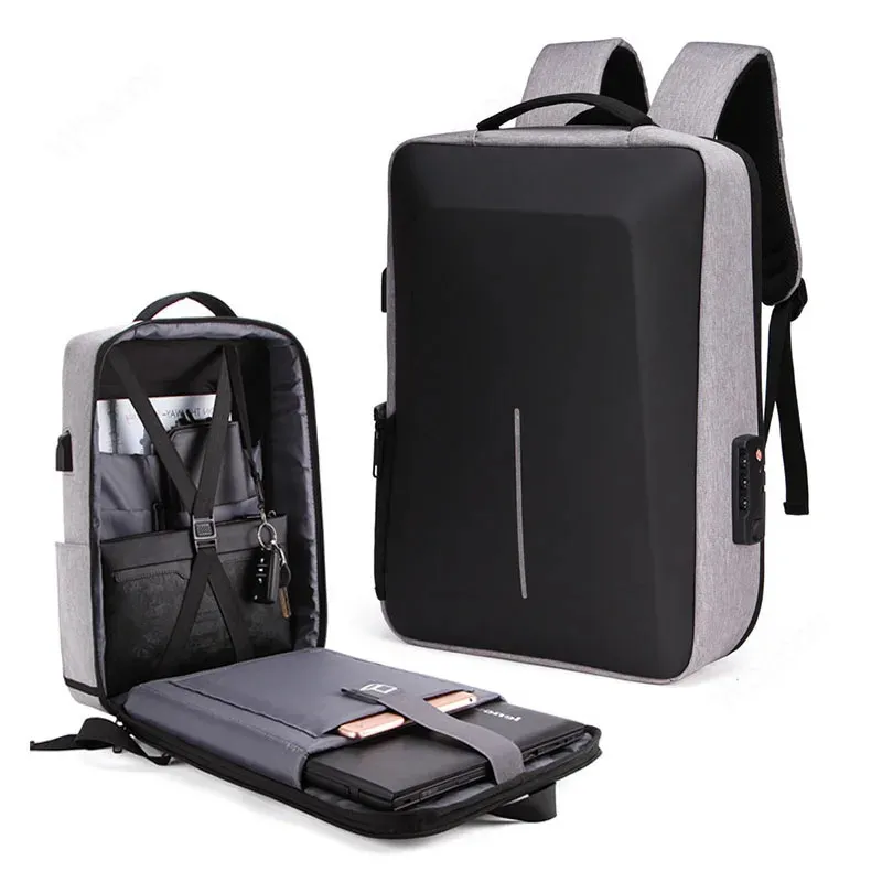 Sac à dos pour ordinateur portable Sac à dos scolaire étanche et antivol avec chargement USB Sac de voyage pour ordinateur portable