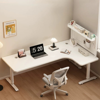 Bureau d'angle en forme de L, bureau d'ordinateur de chambre à coucher, bureau de travail, bureau avec panneau perforé d'angle relevable, bureau d'étude