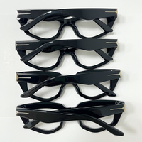 Montures de lunettes optiques œil-de-chat épaisses en acétate, noires, à monture complète, tendance, pour hommes et femmes, avec verres en verre de haute qualité, OEM, vente en gros