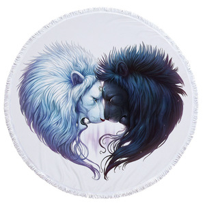 Eco amigable absorber agua personalizado impreso <span class=keywords><strong>León</strong></span> de microfibra Toalla de <span class=keywords><strong>playa</strong></span> redonda - Product Image 6