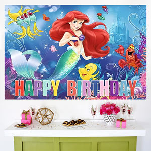 Fondo de la Sirenita, Fondo de la Princesa <span class=keywords><strong>Ariel</strong></span>, Pancarta para Fotografía, Decoración de Fiesta de Cumpleaños para Niñas - Product Image 4