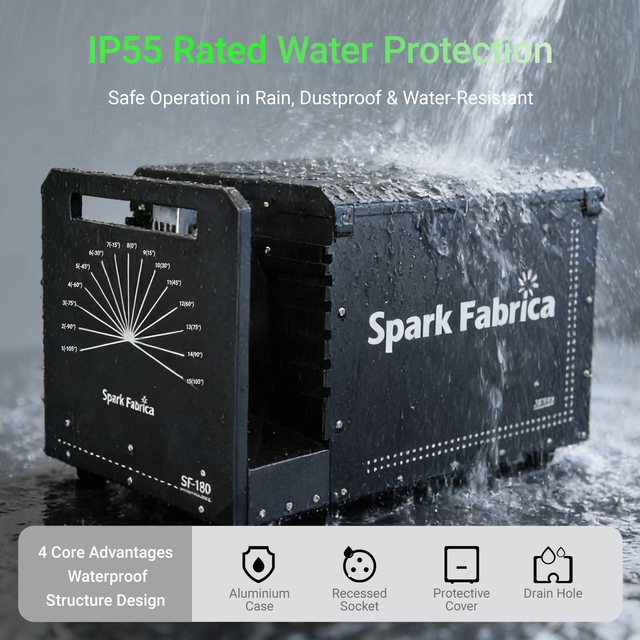 320W Electric Aluminum Fire Machine 210 Degrees IP55 Waterproof Flame Thrower 6CH DMX512 for Celebration Large-Scale Concert