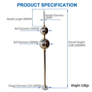 2025 New Arrival chống sét hệ thống <span class=keywords><strong>Rod</strong></span> OEM/ODM thép không gỉ đôi-bóng loại sét arrester <span class=keywords><strong>Rod</strong></span> cho tháp - Product Image 2