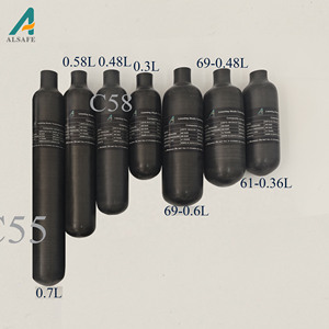 Bình khí nén composite ALSAFE 300Bar, đạt chứng nhận CE, ISO, dung tích 0.36 lít, 0.48l, 0.6l, 0.3l, 0.58l, làm bằng sợi carbon - Product Image 1