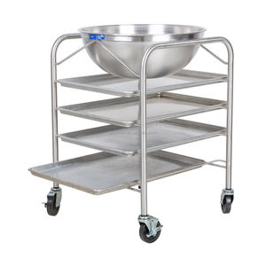 Chariot de rangement mobile robuste en acier inoxydable pour bols mélangeurs avec 4 plateaux coulissants pour cuisine professionnelle - Product Image 1
