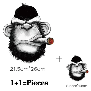 2 pièces PVC Animal Bornéo Orang-outan Guerrier Chaleur <span class=keywords><strong>Transfert</strong></span> Thermique Autocollants Fer Thermoadhésif Fusible Patches pour DIY Hip Hop - Product Image 2
