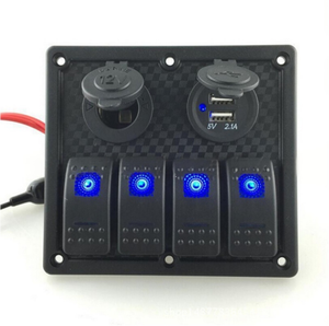 4-<b>button</b> 12V/24V switch panel with dual USB socket charger, waterproof design, suitable for yachts, A/B Type boat accessories - Product Image 5