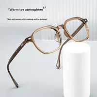 B8810F Lunettes de vue hexagonales tendance grande taille EMS unisexe, monture complète en plastique, verres en fibre d'acétate
