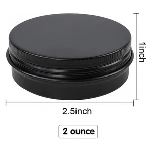 Wholesale Empty Black 2oz Round Metal Aluminum Tin Cans Tea Storage Case Jars With Screw Top Lids